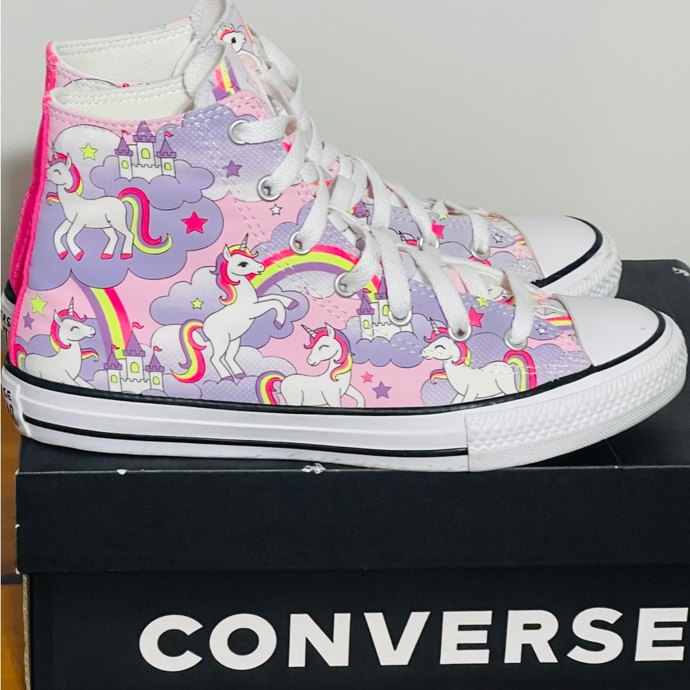 LIKE NEW Converse Pink and White Unicorn High-Tops